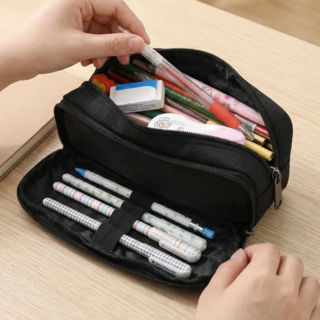 픽앤굿 심플디자인 넉넉수납 필통, 1개, 블랙