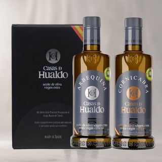 까사스디후알도 엑스트라버진 올리브오일 혼합 선물세트 코르니카브라+아르베퀴나 쇼핑백포함, 2개, 500ml