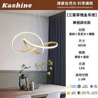 【kashine】吊燈 餐廳吊燈 餐桌吊燈 餐廳吧檯工作室中島吊燈 北歐風吊燈 升級全光譜LED燈具 台灣專用110V, 60公分-雅金-無極調光