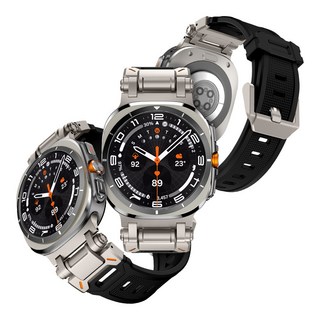 엔인원 갤럭시워치 울트라 실리콘 스트랩 익스플로러 디자인 시계줄 메탈 커넥터 일체형, 티타늄+블랙