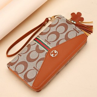 女生長夾 經典流蘇腕帶手拿包 大容量多層卡位長款錢包