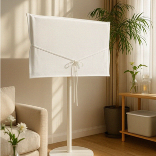 케이트가든 자체제작 리본 스탠바이미 커버 28인치 모니터 겸용 린넨 천 가리개, 단일옵션