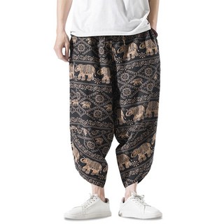 소림사 남자 린넨 여름 와이드팬츠 7부 배기바지 빅사이즈 쿨 밴딩 팬츠