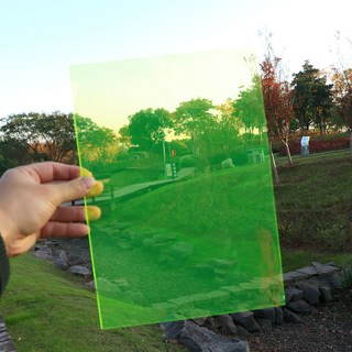 【台灣發貨】彩色PVC塑膠片 彩色玻璃紙 彩色玻璃紙 透明玻璃紙 透光素材 光影pvc膜 透明塑膠片 手工diy透光膠片, 螢光黃5張, 1個