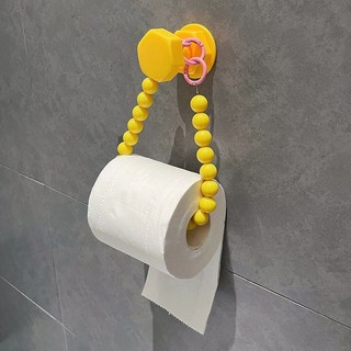 구슬 두루마리 휴지걸이 롤 구슬휴지걸이 무타공 진주 인테리어, 1개, 노랑 휴지걸이-큰 나사 고리