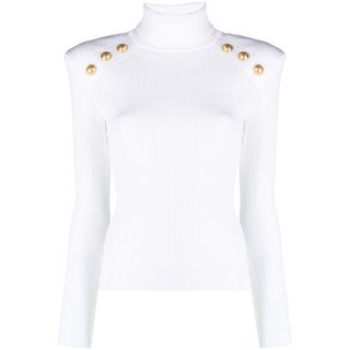 발망 버튼 장식 골지 니트 스웨터