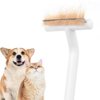 aumuca 아우무카 반려동물 브러쉬 스마트 케어 단모용 잔털 브러쉬 강아지 고양이 단모용 빗 강아지 고양이 브러쉬 CB7.2, 1개, 화이트