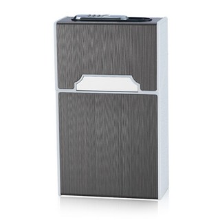 金屬拉絲滑蓋香菸盒 大容量防潮香菸收納盒 多色可選, 黑色, 1個