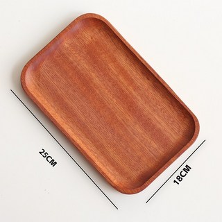 明野集精品相思木托盤 日式胡桃木色木質木盤 實木餐具點心盤 小食家用水杯盤, 烏檀木長方25*18CM, 1個