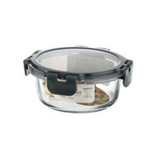 모드니 밀폐용기 원형 글라스 찬기 반찬 용기 620ml, 1개, 원형 620ml