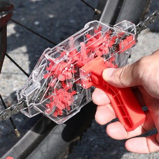 自行車鏈條清洗器 透明外殼 多角度滾輪刷 可拆卸手柄 快速清潔, 1個