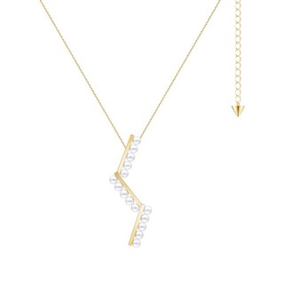 타사키 컬렉션 라인 밸런스 암 18K 옐로 골드 아코야 펄 펜던트