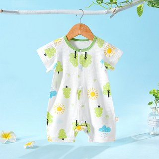 베베니즈 아동용 통기성 귀염패턴 순면 반팔 롬퍼