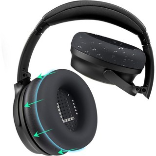 SOULWIT 실리콘 이어패드 커버-호환 보스 콰이어트컴포트 QC35/QC25/700NC/QC45/SE/New QC/울트라/사운드링크/사운드트루/AE2 헤드폰용 세척 가능, 1쌍, Black