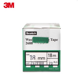 3M 美紋紙膠帶 2688遮蔽膠帶無殘膠手撕 電鍍分色汽車高溫噴漆遮蔽噴塗保護 裝修遮蔽無痕膠帶（可開發票）, 1個, 【18mm*18m】70卷, 黃色