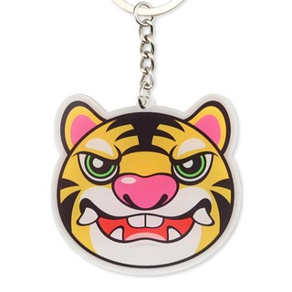 兇猛虎爺大頭壓克力鑰匙圈 虎爺將軍鑰匙圈 黑虎將軍鑰匙圈吊飾, 黃虎, 1個