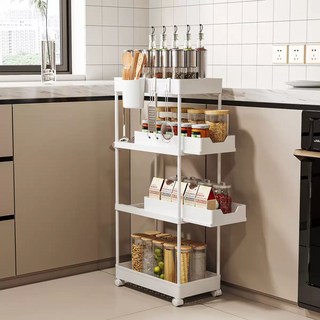Alemon 슬라이딩 틈새 선반 수납장 이동식 선반 냉장고 세탁기 옆 수납함 주방 거실 다용도 서랍, 01화이트