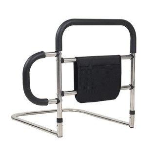 【台灣12H出貨】老人起身器 床上護欄 老人孕婦助力起身器 免安裝床邊扶手 防摔床護欄床邊扶手 家用欄杆防摔神器, 帶側面不銹鋼扶手45寬度（帶布兜）, 帶側面不銹鋼扶手45寬度（帶布兜）