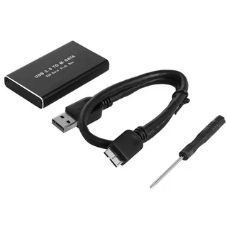 MSATA USB 3.0 SSD 인클로저 외장 하드 드라이브 보관 케이스 어댑터 30x50mm 30x30mm SSD용, 01 Black