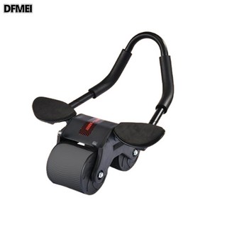 DFMEI 新款健腹輪肘撐式自動回彈卷腹肌輪練瘦肚子健身神器運動器材家用, 如圖, 黑【可定製】10cm大輪雙輪