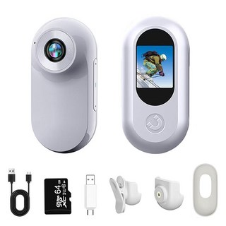 해브유 초소형 액션캠 자전거 오토바이 블랙박스 고화질 방수 카메라+64G메모리카드, 화이트