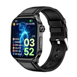 액션맨 글루코워치 ET 건강데이터 스마트워치, 블루투스, 5.13cm, 블랙실리콘+블랙레더