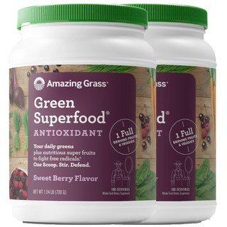 Amazing Grass Green Superfood無麩質無糖巴西莓速沖粉, 700g, 2罐