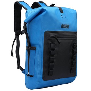 MIER 드라이 백 방수 백팩 30L 자루 튼튼한 롤탑 클로저 카약 해변 보트 타기 수영 서핑용 블루 아웃도어