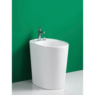 陶瓷洗腳盆 家用衛生間加深泡腳池 大號沐足浴按摩保溫缸 養生神器, 蛋形洗腳盆+白色萬向冷熱龍頭