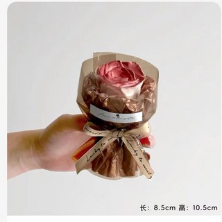 玫瑰小花迷你永生花香皂花束，畢業生日禮物, 【復古紅】小巧手託玫瑰