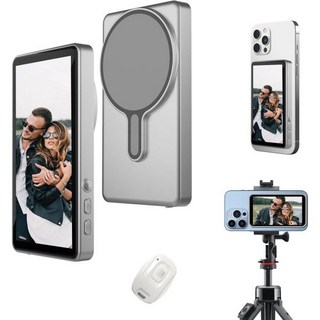 브이로그 셀카 모니터 화면 아이폰 안드로이드용 마그네틱 휴대폰 1500mAh 배터리 및 블루투스 리모컨 콘텐츠 크리에이터 필수품 틱용 후면 카메라 모니터톡