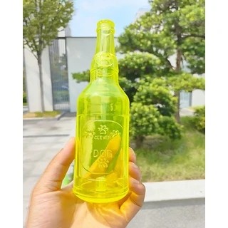 반려동물 씹는 장난감 TPR 물기 방지 맥주병 소리 강아지 젖니 대화형, 01 S, 04 yellow