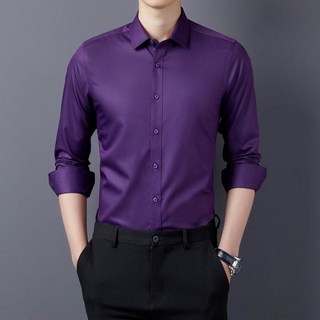 竹纖維免燙長袖襯衫 - 白色商務襯衣 多色可選防皺上班西裝上衣