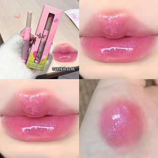 溫變細閃脣膏 補水保溼 自然潤色 細閃鏡面 不拔幹 淡脣紋 顯白提氣色 溫感變色口紅 幹皮福音寶藏脣 L.F.S, 5#純欲白桃, 1個