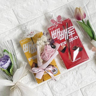 한송이 꽃다발+빼빼로 답례품 미니선물 빼빼로데이, 장미, 1개, 장미