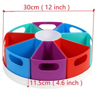 新款12寸9格可旋轉組合筆筒學生家用辦公桌面收納筆筒筆架化妝刷文具收納桌面抽屜收納盒書本收納盒辦公室收納筆筒收納盒, 彩色12寸（紅綠藍紫）, 1個