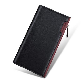 WILLIANPOLO 英皇保羅 男士真皮長夾 拉鏈手拿包 多卡位大容量手機包 黑色平紋