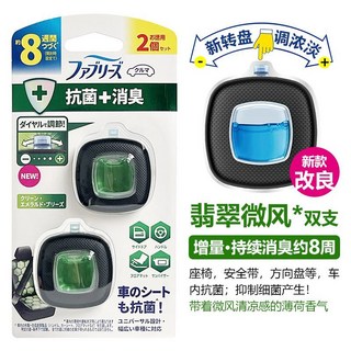 日本寶潔Febreze 汽車香水 出風口車載空氣清新劑 除霉菌異味 香薰, 1個, 翡翠微風【2.5ml】雙支