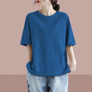 여름 만능 반팔 상의 대형 여성 의류 루즈핏 캐주얼 편안한 티셔츠
