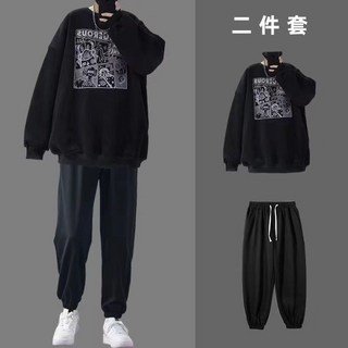 江浙滬風男士休閒衛衣套裝 高街潮流時尚 春秋新款學生帥氣搭配