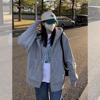 梨卡 女裝寬鬆連帽外套 休閒大學T 多色選擇 淺灰