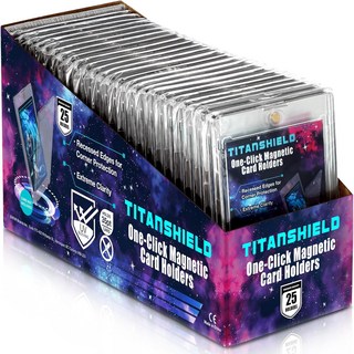 타이탄쉴드 35PT 원클릭 마그네틱 트레이딩 카드 홀더25팩 포켓몬 카드와 호환 가능, 타이탄쉴드 35PT 원클릭 마그네틱 트레이딩 카드 홀더