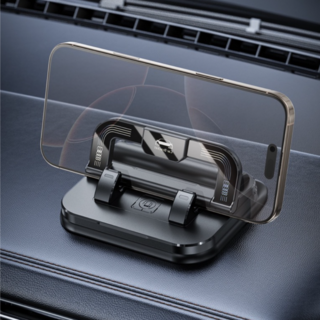 라이프무드 차량용 흡착젤 핸드폰 거치대 대시보드형 2in1 주차번호판 겸용 흔들림방지, 블랙, 1개