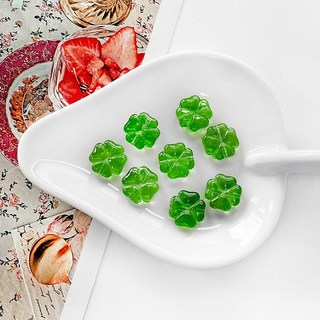 (20p) 10mm 네잎클로버 행운 합격 비즈 팔찌비즈, 1세트, 그린