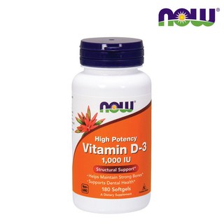 Now Foods 비타민 D-3 1000IU 소프트젤, 180정, 1개
