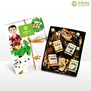 佳源油品 油衷之禮好油分享組 (黑麻油 芝麻香油 苦茶油 花生調合油) 禮盒, 1個