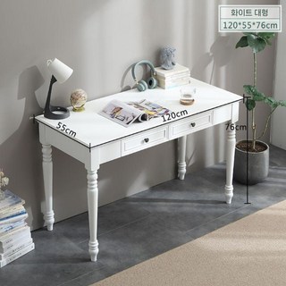 엔틱 원목책상 서랍 고무나무 공부방 빈티지 수납 사무실 단단한 데스크 가구 테이블 북유럽, 심플한 흰색 120cm 단 테이블