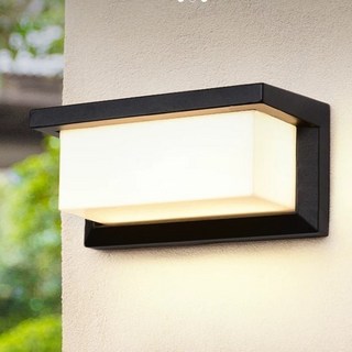 燭光燈飾 長方形戶外防水壁燈 12W 3000K黃光 黑色鋁質 簡約陽台走道外牆燈, 接電款