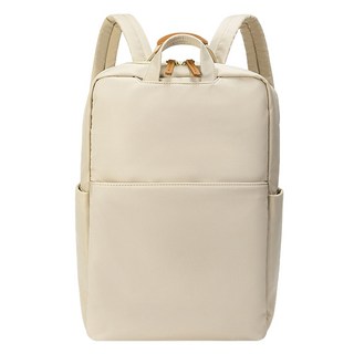 DF Queenin 日韓 日系 時尚 職人 大容量 15吋 電腦包 旅行包 雙肩包 後背包 上班 上課 百搭 休閒, 杏配棕