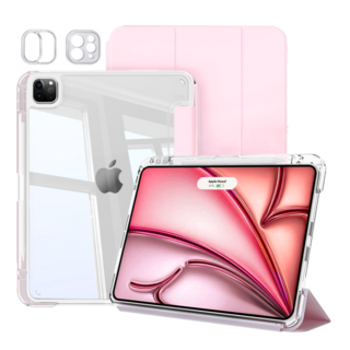 헤미션 아이패드 펜슬 수납 클리어 범퍼 스마트커버 태블릿 케이스 에어7/6 프로7/6/5/4/3세대 11/13인치, 핑크샌드, 1개